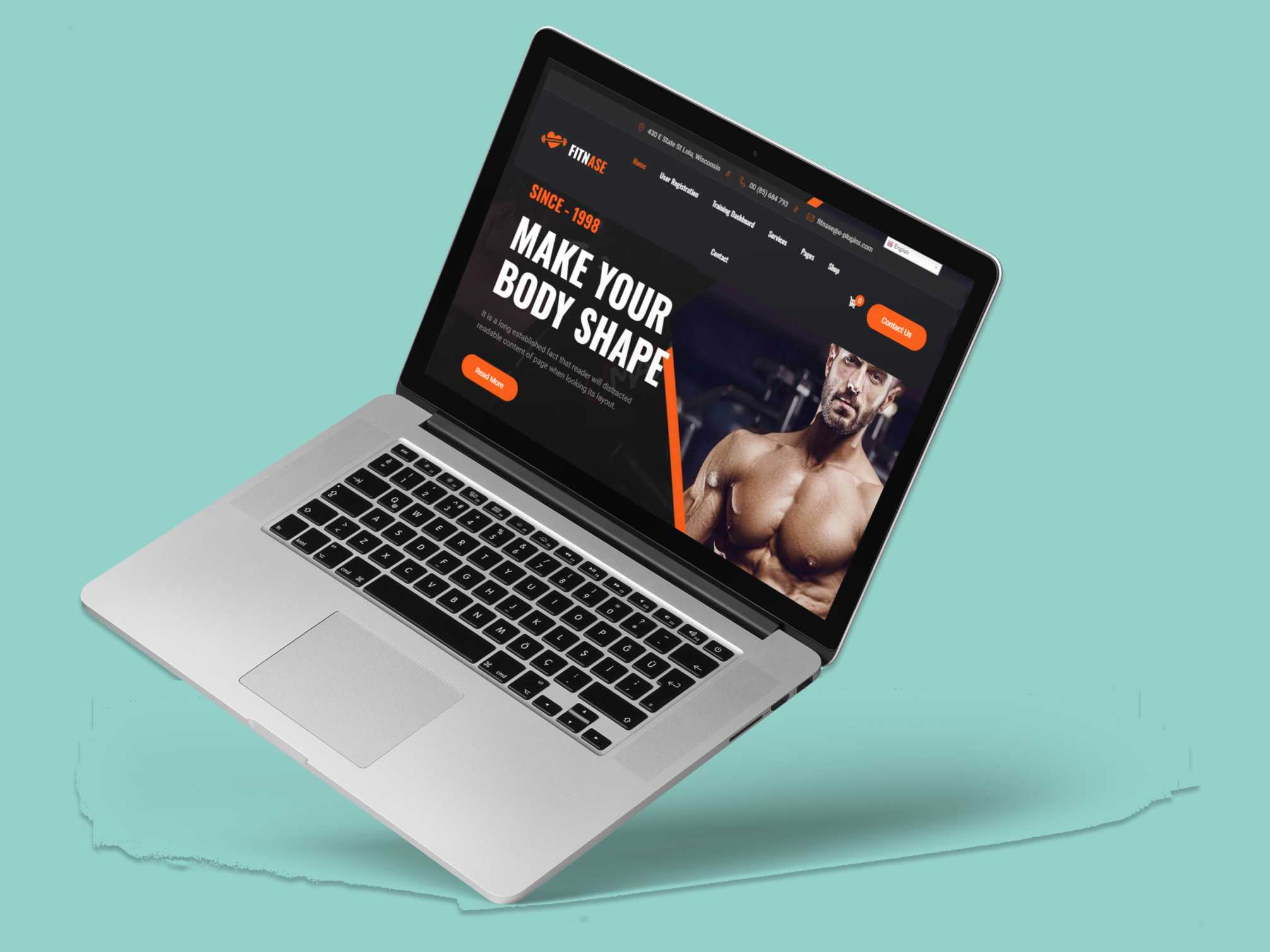 Gym And Fitness WordPress website laptop view